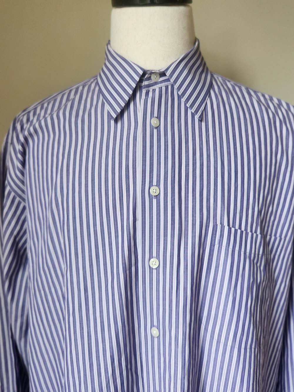 Paul Fredrick Imperial 100s Cotton Dobby Striped Dress Shirt Mens 18-34 Purple